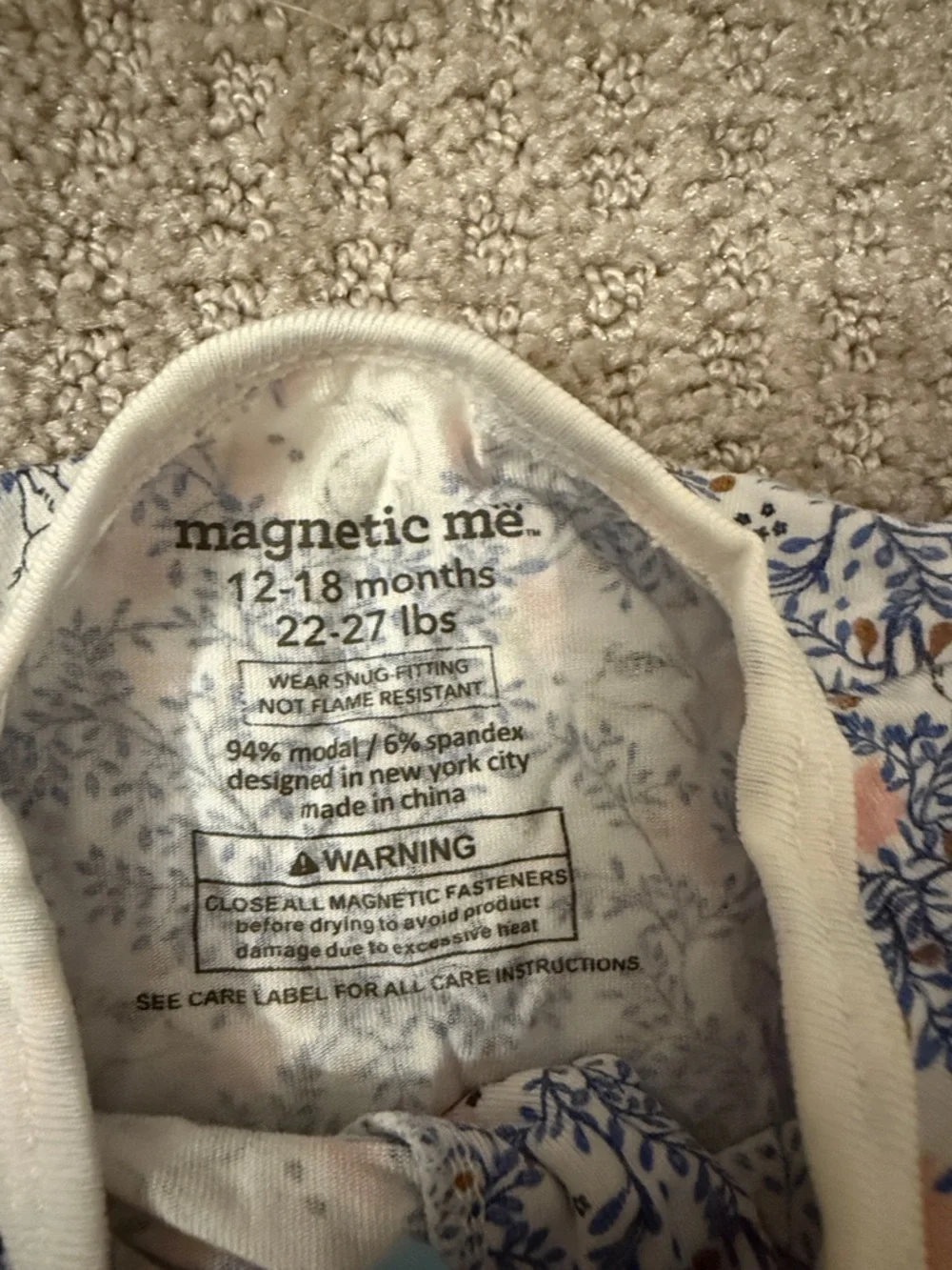 Magnetic Me Floral Footed One-Piece Pajamas